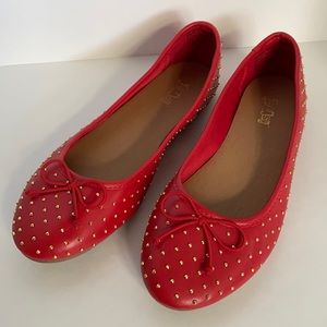 Red Studded Flats